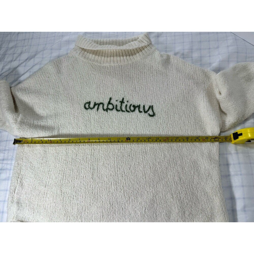 Lou & Grey "Ambitious" Script Mock Neck Sweater - Cream/Ivory - Size XS - Picture 6 of 11